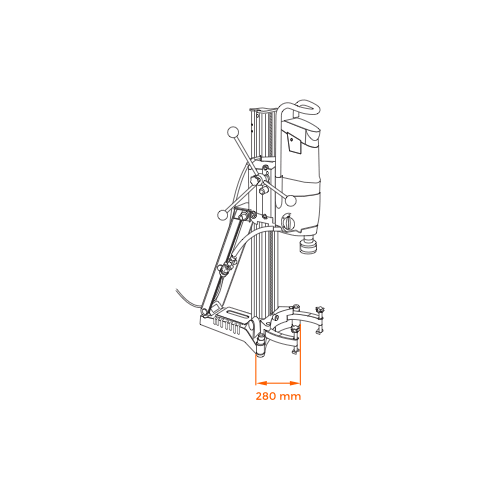 Kernbohrmaschine Typ 2 – technische Abmessungen