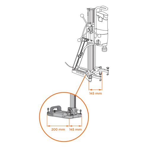 Kernbohrmaschine Typ 4 – technische Abmessungen